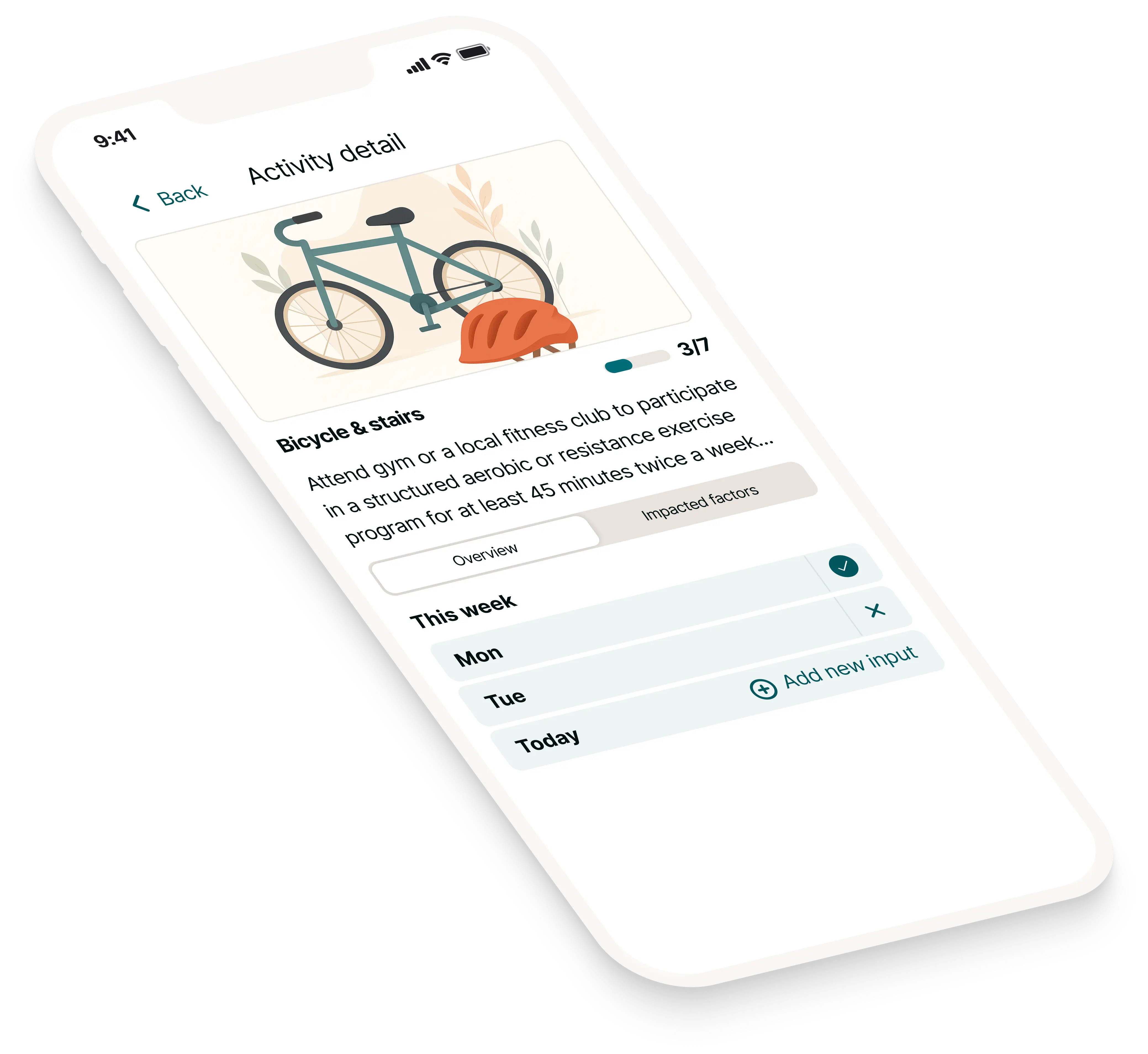 Activity tracking screen